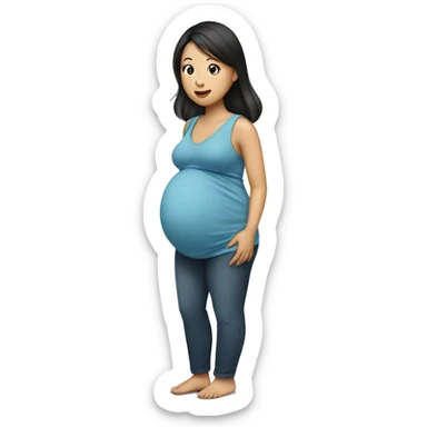 Pregnant woman looks asian sticker