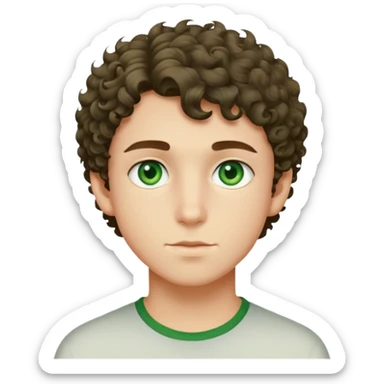 Adolescents beau qui est un peu une racaille avec les cheveux court bouclés et des yeux vert sticker