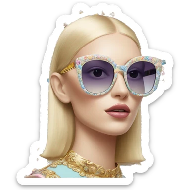 Dolce and Gabbana sunglasses with colourful pastel ornament and golden detais  sticker