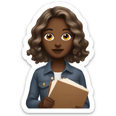 brown artist girl holding a palette with wavy mid length hair sticker