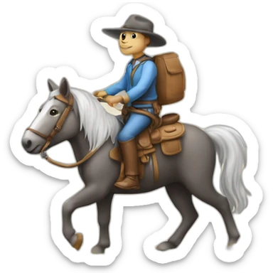 Un raton laveur sur un écureuil sur un cheval  sticker