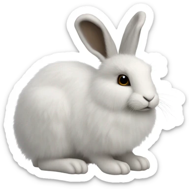 snowshoe hare very fluffy with no feet laying down, side view sticker