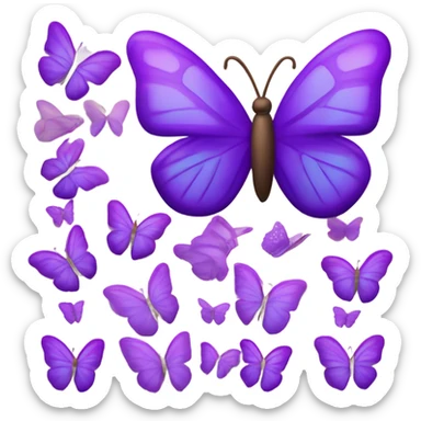 Corazón morado con mariposas sticker