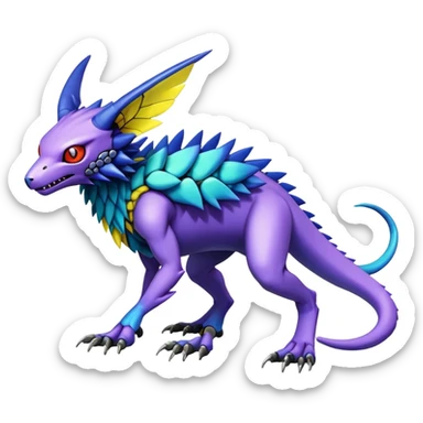  Exotic colorful modern cyber-Fakémon-Digimon-Trico-Vernid-creature (full body) sticker