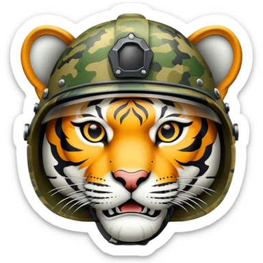 military tiger face with helmet and camo for Twitch emote sticker