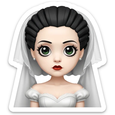 cute chibi Bride of Frankenstein with big eyes and black and white hair sticker