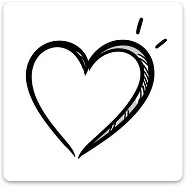 A classic love heart symbol with hand-drawn scribbled lines, slightly asymmetrical with personality, casual sketch style sticker