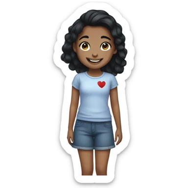smiling girl with black hair and a heart shaped birthmark on her cheek sticker