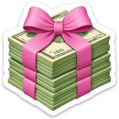 Money with pink bow sticker