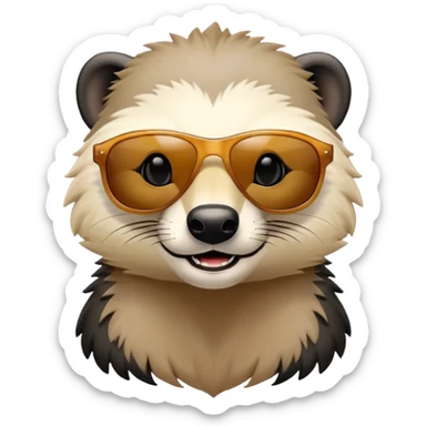 friendly anthropomorphised honey badger head and neck only, wearing sunglasses, different expression sticker
