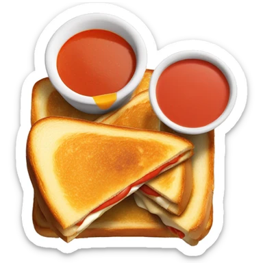 Grilled cheese sandwich with a bowl of tomato soup on the side sticker