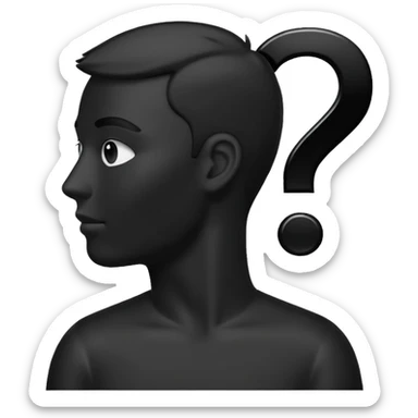 silhouette of a white man with a question mark sticker