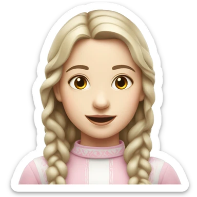 slavic girl with smile, white skin and pink light lips sticker