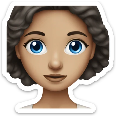 beautiful blue-eyed brunette creating artwork sticker