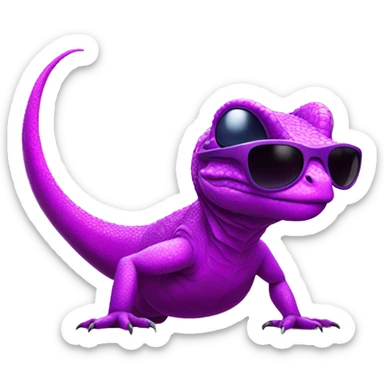 Giant purple magenta Lizard with sunglasses  sticker