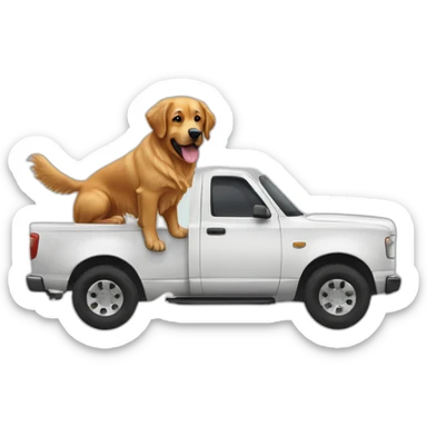 Golden retriever and rottweiller in a white truck sticker