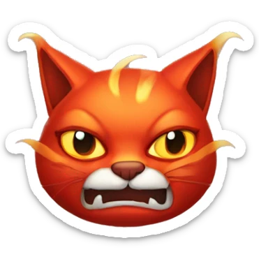 Evil red cat with horns and fire sticker