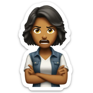 a girl pointing finger in rage and anger  sticker