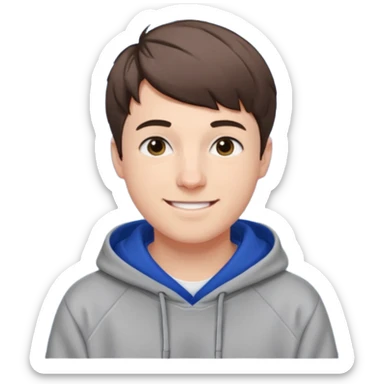 Draw MrBeast in casual hoodie with short hair, french cut  & friendly smile. sticker