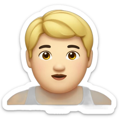 obese asian, cute face, beefy, black short hair sticker