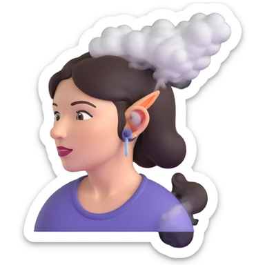 a woman with steam coming out of her ears sticker