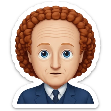 Larry Fine from the Three Stooges with blue eyes, reddish- brown hair, navy blue outfit sticker