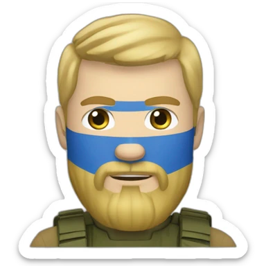 ukrainian military man with blonde with a beard and blue eyes who looks like ragnar lodbrok sticker
