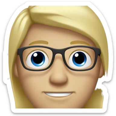 blond hair man with blue eyes and eyeglasses sticker