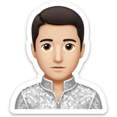 Jonathan Knight from NKOTB with dark brown hair, white sequin outfit sticker