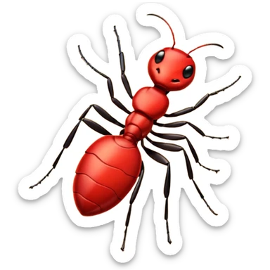 Red ant cartoon style with black shiny round with gold coins  sticker