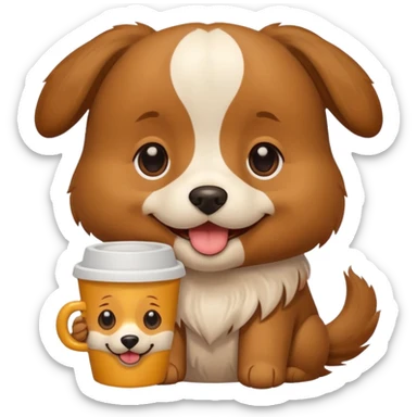 Dog with a pup-cup sticker
