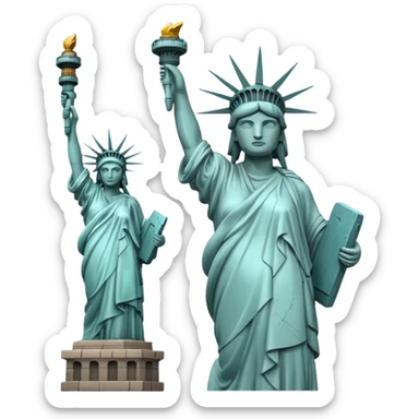 Estatua de la Libertad y estatua de moai juntas. sticker