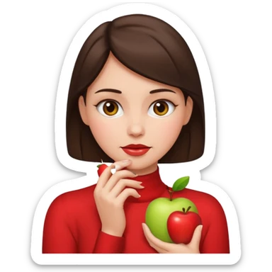 The apple female brunette emoji grabbing her neck  sticker