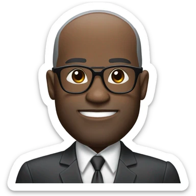 deon sanders with round face and suit and glasses and buzz cut and small eyes and over 50 small gray bearded receding hairline and small black eyes sticker