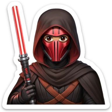Darth Revan with his mask on holding red lightsaber sticker