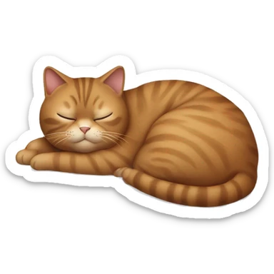 Fat brown cat flopped on a white bed sticker