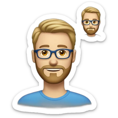 white light brown short hair man blue eyes eye glasses beard sticker