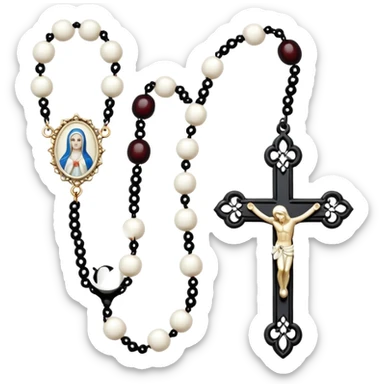 Gothic white rosary with white beads sticker