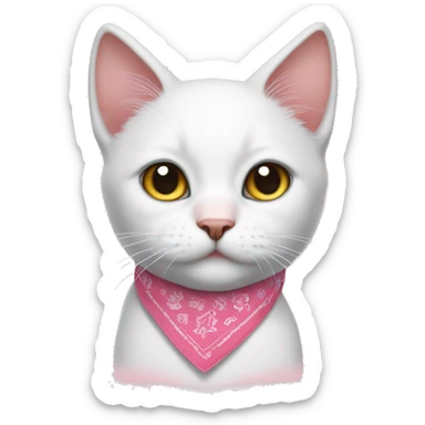 white cat pink bandana sticker