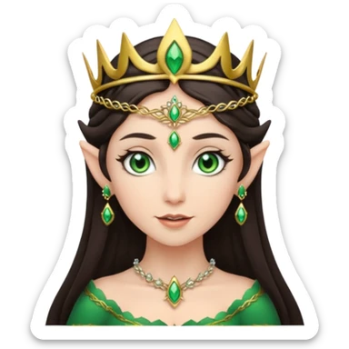 elf woman wearing tiara and dark hair sticker