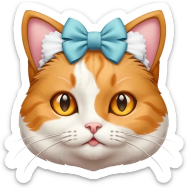 Cat with a white bow on its head sticker