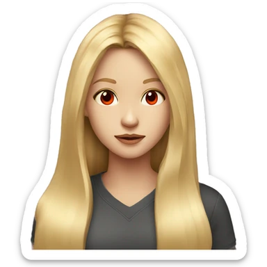 girl with long blonde hair, red eyes and face cybernetics sticker