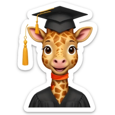 happy giraffe wearing a graduation cap sticker
