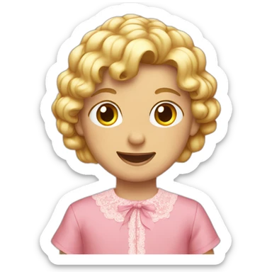 boy wearing pink lacy dress with bows sticker