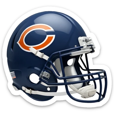 Navy blue football helmet with Chicago Bears logo sticker