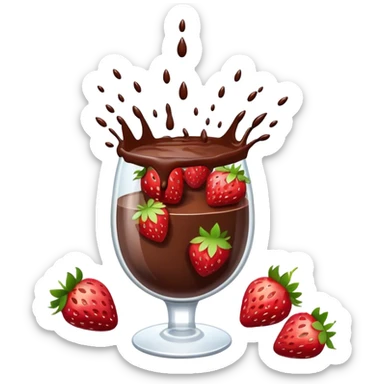 strawberries with chocolate raining on top in a glass sticker