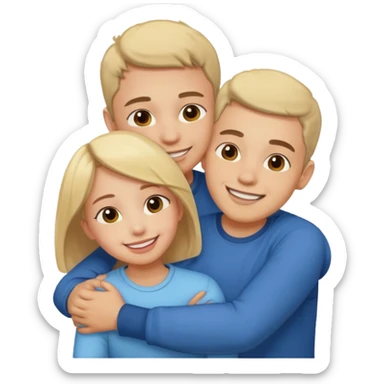 Texte ´Gros câlin’, en dessous un homme fait un câlin à sa sœur.  sticker