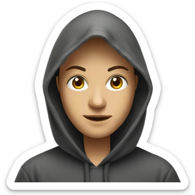 realistic indoor portrait of hooded person sticker