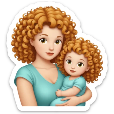 mother and baby with matching curly hairstyles sticker