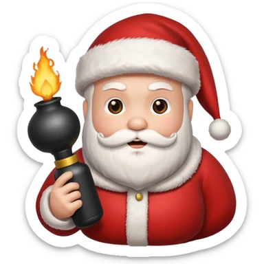 Santa holding a bomb sticker